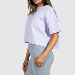 2025, último diseño del fabricante, camisetas cortas para mujer, camisetas cortas de algodón transpirable de secado rápido con hombros caídos - Product Image 3