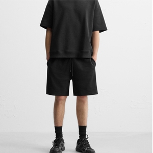 Ropa informal de verano, camiseta de dos piezas y pantalones cortos, traje personalizado, Conjunto de camiseta y pantalones cortos de 2 piezas con cordón de cintura alto - Product Image 5