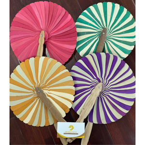 พัดหวายทรงกลมเป็นมิตรกับสิ่งแวดล้อมลายใบปาล์มสีสันสดใสสำหรับระบายความร้อน & ตกแต่งในฤดูร้อน - Product Image 3