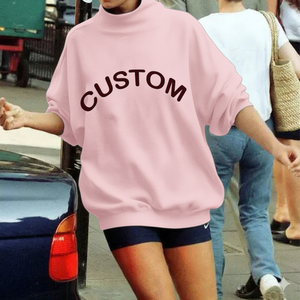 Sudadera de Algodón Casual de Invierno con Logotipo Personalizado, Cuello Alto, Estilo Urbano, Hombros Caídos, Bordada, Holgada para Mujer - Product Image 2