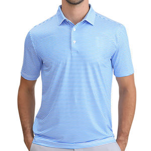 Stock de verano de alta calidad que absorbe la humedad Spandex poliéster tejido a rayas Golf Polo camisetas para hombres - Product Image 4