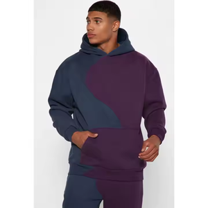 Personalizada de peso pesado Hip Hop Sudadera con capucha de los hombres empalmados Sudadera con capucha al por mayor de alta calidad de los hombres adultos OEM Sudadera con capucha de lana - Product Image 3