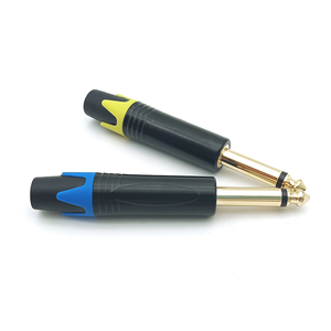 6.35mm altın kaplama Jack tak TS Mono <span class=keywords><strong>2</strong></span> kutuplu mikrofon için sarı mavi plastik kuyruk ses konektörü - Product Image 6