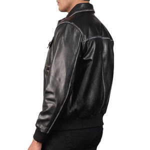 Chaqueta de cuero personalizada de alta calidad para hombre, chaqueta de invierno transpirable de cuero genuino con capucha frontal de diseño Vintage para venta al por mayor - Product Image 5
