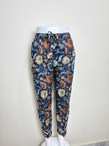 Pantalon de pyjama en coton imprimé pour femmes Pantalon de détente en coton à fleurs bleu pour femmes Pantalon de pyjama en coton décontracté pour femmes bleu - Product Image 5