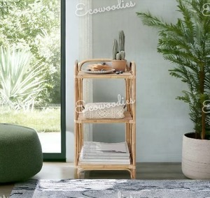 Premium Style Rattan Craft Racks Bookshelves and Household Furniture Decoration Accessories Bamboo Standing Shelf for Home Decor - Product Image 2