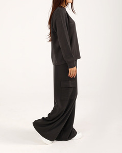 Survêtement personnalisé pour femmes, pantalon de survêtement décontracté en molleton durable, ensemble 2 pièces, sweat-shirt et pantalon cargo, survêtement avec logo personnalisé - Product Image 2