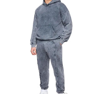 Ropa de calle vintage, chándal holgado de algodón polar, conjunto de Jogger desgastado, chándal de lavado ácido acampanado personalizado - Product Image 6