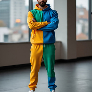 Survêtement surdimensionné à épaules tombantes Vêtements de sport pour hommes Ensembles de sweat à capuche et pantalons de survêtement Hommes Jogging Fitness Exercise Tracksuits Hommes - Product Image 2