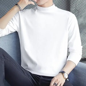 เสื้อยืดแขนยาวผู้ชายสีพื้นคอตั้งครึ่งแขนเสื้อคอเต่า