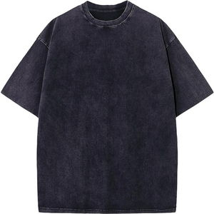 T-shirts pour hommes en coton 100% tricoté sur mesure OEM ODM, surdimensionnés, lourds, vintage, unis, streetwear, tee-shirts amples, décontractés, lavage à l'acide - Product Image 6