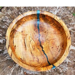 Bol élégant en résine et bois avec incrustation d'agate véritable - Product Image 5