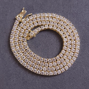 Cadena de tenis de moissanita de 3MM, oro de 10K, Vermeil, Base de Plata de Ley 925, cadena de diamantes, joyería de moda para mujer - Product Image 1