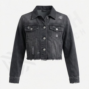 Veste en jean décontractée personnalisée pour hommes, grandes tailles, 100% coton, option logo sur le devant, respirante, veste d'hiver - Product Image 1