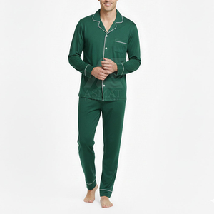 Conjunto de Pijama de Satén para Hombre al por Mayor, Camisa de Manga Larga con Botones, Ropa de Dormir Cómoda, Transpirable, Antibacteriana, OEM Personalizable - Product Image 1