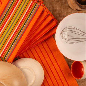 Toalla de cocina de salsa de algodón 100% de alta calidad naranja con patrón de dibujos animados estilo de lino desechable y comprimido - Product Image 1