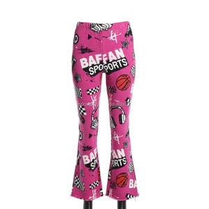 Women Flare Pant Premium GSM Fleece <b>Fabric</b> <b>Pink</b> Sports Print Custom Logo Heat Transfer Trendy Streetwear Style Women Flare Pants - Product Image 1