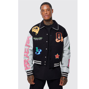 Chaqueta Deportiva Casual Personalizada para Hombre, Estilo Universitario, para Invierno, con Logotipo Frontal, Material de Lana, Diseño Cortavientos - Product Image 1