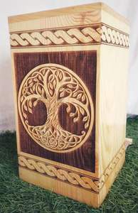 Caja de urna de madera hecha a mano diseño de árbol funerario adultos recuerdo caja de urna conmemorativa para cenizas humanas artículo de decoración del hogar - Product Image 4