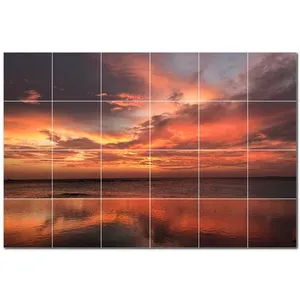 Sunset Ceramic Tile Wall Mural PT500960 36 \ "W X 24 \" H Juego de 24 6x6 Azulejos de pared - Product Image 1