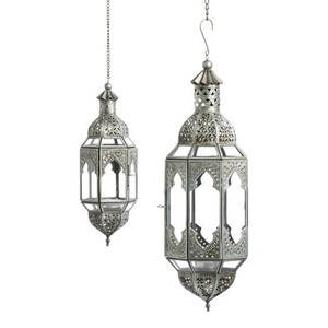Farol Marroquí Moderno Hecho a Mano de Metal y Vidrio Plateado, Portavelas, Decoración Elegante para el Hogar, Iluminación - Product Image 5