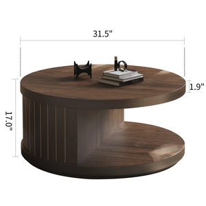 Lineage Corporation's 31\" Modern Design Wood Coffee Table with Open Storage <b>Shelf</b> FarmhouseTier <b>Circle</b> Cocktail Living Room - Product Image 6