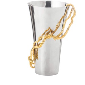 Florero de Metal Hecho a Mano con Diseño de Hoja de Tulipán Chapado en Oro Acabado en Plata Pulida Mesa Elegante PARA LA Decoración del Hogar de Lujo - Product Image 4