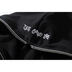 Sudadera con capucha de hombre bordada negra fresca de alta calidad Ropa informal cómoda con cremallera para el invierno - Product Image 5