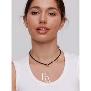 สร้อยคอลูกปัดสปิเนลสีดำสุดฮิต พร้อมจี้รูปใบโคลเวอร์สี่แฉกและจี้ออนิกซ์ เครื่องประดับอัญมณีนำโชค - Product Image 5