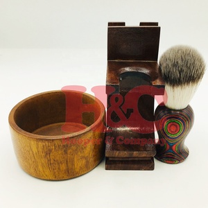 New Barber Hair Cutting <b>Shaving</b> Brush Wood Handle Stand Barber Wooden <b>Shaving</b> Set with Bowl Brush <b>shaving</b> <b>Kit</b> Stand - Product Image 5