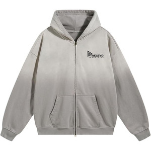 Sudadera con Capucha Extra Grande Unisex con Logotipo Personalizado, Sudadera con Capucha Extra Grande con Cierre y Lavado Ácido Marrón, Sudadera con Capucha de Felpa Gruesa con Hombros Caídos - Product Image 4