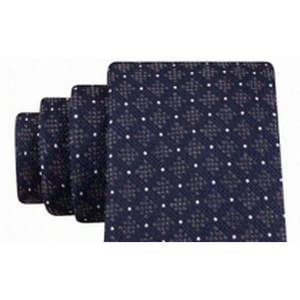 Cravatta da Uomo Michael Kors Lussuosa Blu Elegante Taglia Regolare in Seta Casual Classica con Stampa Jacquard Motivi Floreali e Animali Confezione Regalo - Product Image 2