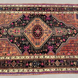 Alfombra Turca Vintage de 4.6x7.7 pies (139x234 cm), Alfombra Azul Marrón con Diseño de Camuflaje - Product Image 3