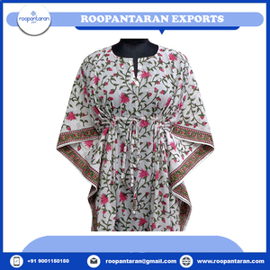 Dernier design de kaftan marocain, confortable et luxueux, grande taille, imprimé à la main, en voile de coton doux, kaftan de nuit au prix le plus bas - Product Image 4