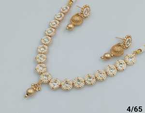 Motipearl DEL SUR DE LA India y joyería de templo de cobre, joyería nupcial antigua tradicional para boda, Gargantilla chapada en oro pesado, conjunto de joyería - Product Image 5