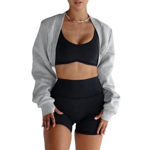 2032 nuevo estilo OEM ODM OEM de gran tamaño ropa activa ropa polar Crop Jumper mujeres Bolero suéter sudadera - Product Image 1
