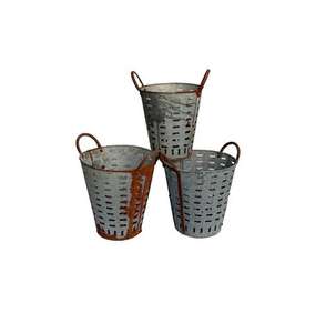 Juego de 3 cubos de hierro galvanizado de tamaño personalizado de alta calidad, maceta de granja resistente para uso doméstico y en el jardín - Product Image 1