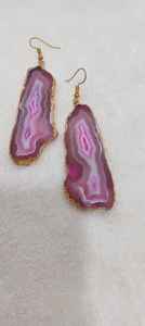 Boucles d'oreilles en pierre Druzy plaquées or Micron faites à la main Bijoux en laiton naturel - Product Image 4