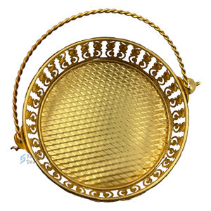 Paniers de rangement décoratifs en métal plaqué or allemand Paniers de nourriture ronds pour les festivals et les cadeaux Diwali - Product Image 2