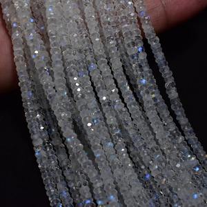 Perles de pierre de lune blanche Mehrajudin Gems, facettées et rondelées, de la région du Rajasthan, certifiées par un tiers - Product Image 4