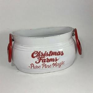 Jardinière de Noël Festive Roots avec touche enneigée fabriquée en métal robuste pour l'aménagement paysager de vacances et l'affichage décoratif extérieur - Product Image 3