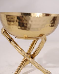 Cuenco de regalo de exhibición de fruta chapado en oro elegante de lujo nuevo diseño moderno artesanía de Metal hecha a mano fruta de Pedestal decorativa personalizada - Product Image 1