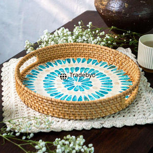 Plateau de service et de rangement en rotin moderne de qualité supérieure, fabriqué à la main, écologique, mobile, Tradebyd - Product Image 5