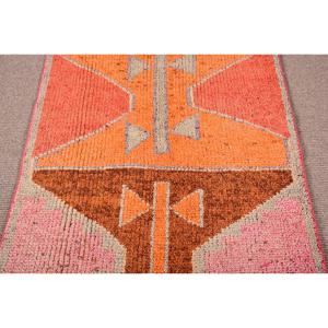 Vintage <b>Rug</b>, <b>Runner</b> 3.2x9.9 ft Turkish <b>Rug</b>, Orange Polka dot Wool <b>Rug</b> - Product Image 3