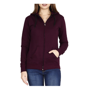 Nouveaux vêtements à la mode 100% coton tissu automne hiver couleur unie nouveau Style décontracté femmes sweats à capuche - Product Image 1