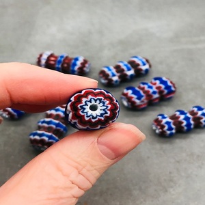 Gran Vintage étnico Tribal CRISTAL MURANO cuenta de cristal Rosetta raro indio Chevron diseño para la fabricación de joyas al por mayor a granel - Product Image 2