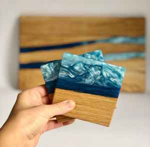 Posavasos de resina epoxi con muy buen acabado, ideales para cafeterías de alta gama, posavasos sin tazas, empresa TAQI CRAFT - Product Image 2