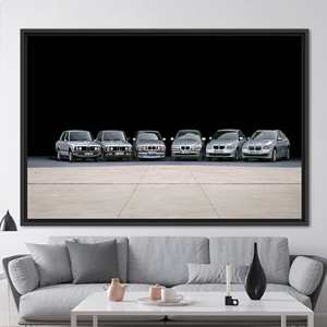Elegante impresión en lienzo de arte automotriz de la serie BMW 5 - Decoración moderna para pared, 1P: Marco negro - Product Image 1