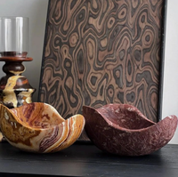 Plateau irrégulier en marbre Calacatta Rouge authentique NANWEI, plateau d'art en pierre de luxe, finition artisanale, forme sculpturale, pierre de qualité supérieure