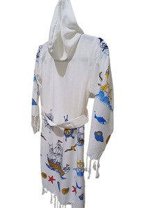 Turkish Lux Viscose Hooded Women Men Bathrobe Fast Drying Long Sleeve Colourful <b>Dressing</b> <b>Gown</b> Beach Sauna Home with Size Options - Product Image 5